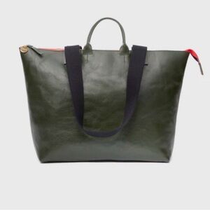 Clare V Elegant Green Leather Tote Bag